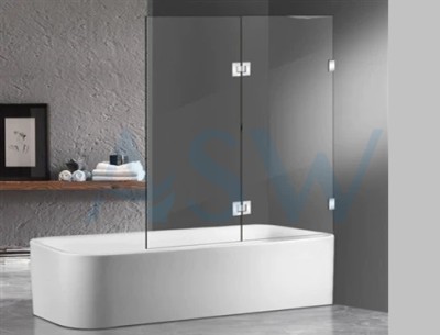 Frameless Shower Screen Hinge Panel & Door Bathtub 1500H pre-drilled glass
