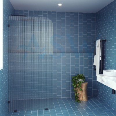 Ultra Clear Screen Fluted Glass 2050H with Right Radius Corner 200mm