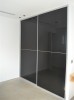 Fully Framed Sliding Wardrobe Doors Black Glass with Horizontal Strips