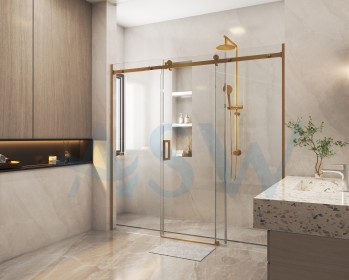 Frameless Shower Screen Wall to Wall 3 Panels With Sliding Door 2000H
