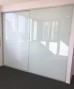 Frameless Sliding Wardrobe Doors Greenish White Glass Finish
