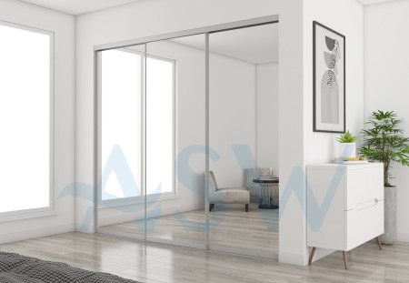 Slim Line Framed Sliding Wardrobe Doors Mirror Finish
