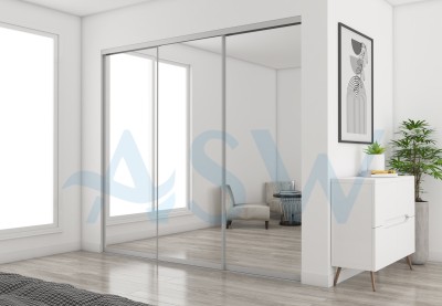 Slim Line Framed Sliding Wardrobe Doors Mirror Finish