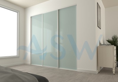 Fully Framed Sliding Wardrobe Doors Greenish white glass