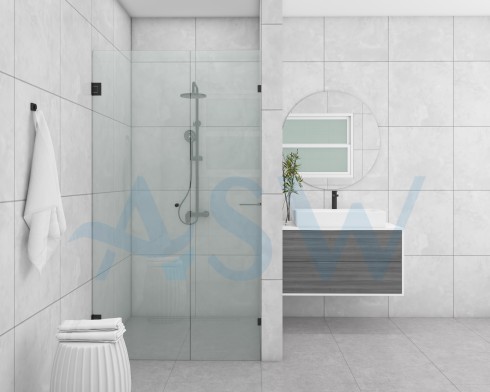 Frameless Shower Screen Wall to Wall Fixed Panel & Door hinged of wall 2000H pre-drilled glass