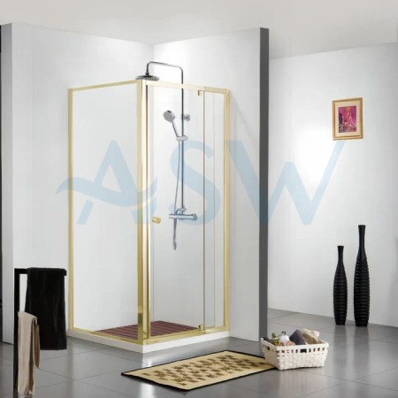 Semi Frameless Shower Screen Corner With Pivot Door and Return 2000H Adjustable (Light Gold, Brushed Nickel, Gun Metal)