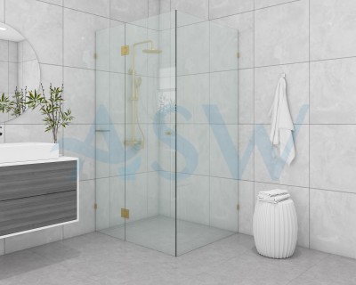 Frameless Shower Screen Corner Hinge Panel & Door & Return 2050H
