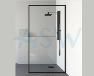 Fully Framed Shower Screen Panel  6mm Toughened Glass 2000H with Support Arm