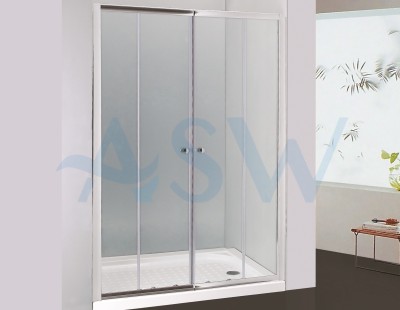 Semi Frameless Shower Screen Wall to Wall with Double Sliding Doors 2000H Adjustable