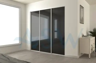 Fully Framed Sliding Wardrobe Doors Black Glass Finish