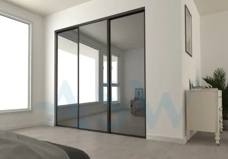 Fully Framed Sliding Wardrobe Doors Grey Mirror