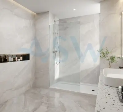 Frameless Shower Screen Fixed Free Standing Panel 2000H 10mm with U-Channel