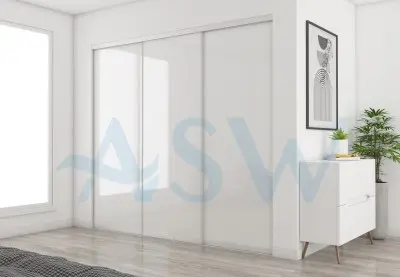 Slim Line Framed Sliding Wardrobe Doors Super White Glass