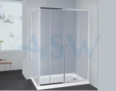 Semi Frameless Shower Screen Corner with Double Sliding Doors 2000H Adjustable
