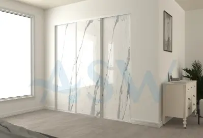 Fully Framed Sliding Wardrobe Doors Textured Marble Finish