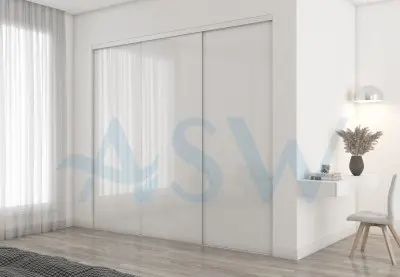Frameless Sliding Wardrobe Doors Super White Glass