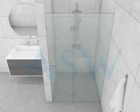 Frameless Shower Screen Wall to Wall Hinge Panel and Door 2050H