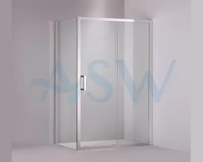Semi Frameless Shower Screen Corner shape with Sliding Door 2000H adjustable