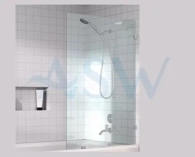 Frameless Shower Screen Fixed Panel Bathtub 1500H x 750W no holes glass