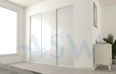 Fully Framed Sliding Wardrobe Doors Super White Glass