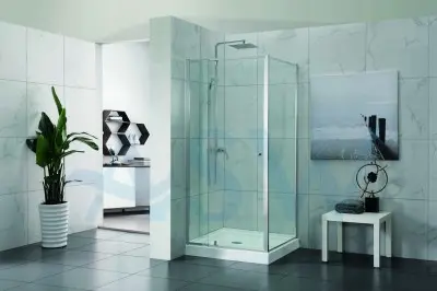 Semi Frameless Shower Screen Corner With Pivot Door and Return 2000H adjustable