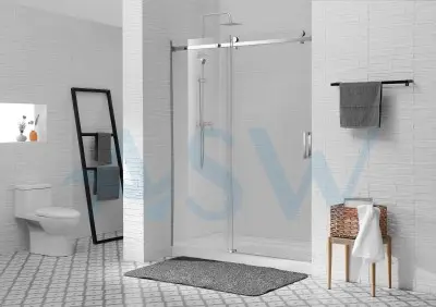 Frameless Shower Screen Wall to Wall Fixed & Sliding Door 2000H