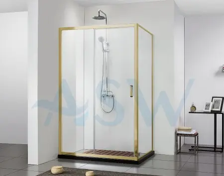 Semi Frameless Shower Screen Corner shape with Sliding Door 2000H adjustable (Light Gold, Brushed Nickel, Gun Metal)