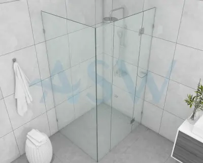 Frameless Shower screen Corner Hinge Panel & Door & Infill & Return 2050H