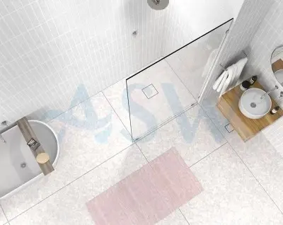 Frameless Shower Screen Fixed Free Standing Panel 2050H no holes glass