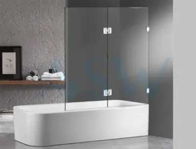 Frameless Shower Screen Hinge Panel & Door Bathtub 1500H pre-drilled glass