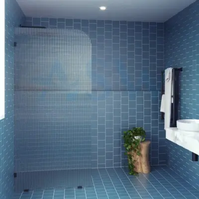 Ultra Clear Screen Fluted Glass 2050H with Right Radius Corner 200mm