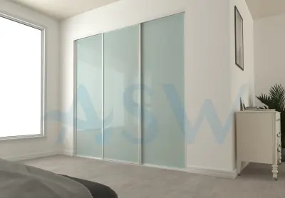 Fully Framed Sliding Wardrobe Doors Greenish white glass