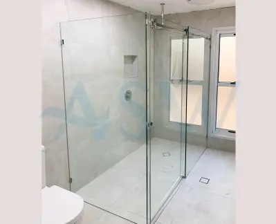 Frameless Shower Screen Corner Fixed Panel & Sliding Door & Return 2050H