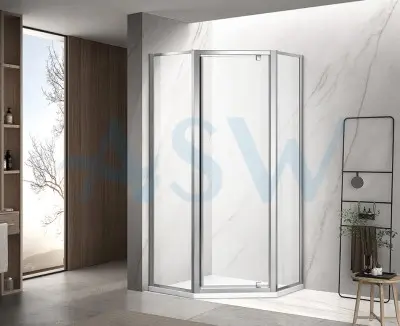 Fully Framed Shower Screen Diamond Shape With Pivot Door 2000H