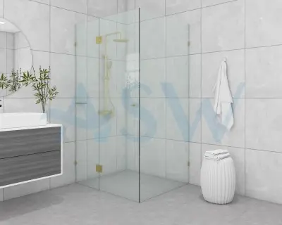 Frameless Shower Screen Corner Hinge Panel & Door & Return 2050H