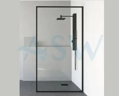 Fully Framed Shower Screen Panel  6mm Toughened Glass 2000H with Support Arm