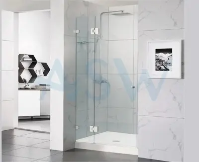 Frameless Shower Screen Wall to Wall Hinge Panel and Door 2000H pre-drilled holes glass