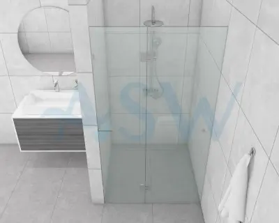 Frameless Shower Screen Wall to Wall Hinge Panel and Door 2050H