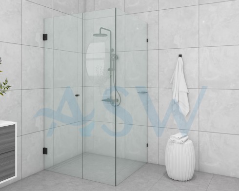 Frameless Shower screen Corner Door hinged from wall & Infill & Return 2050H