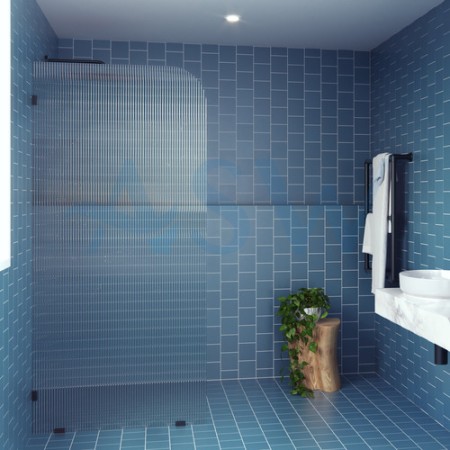 Ultra Clear Screen Fluted Glass 2050H with Right Radius Corner 200mm