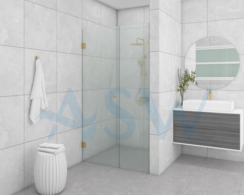 Frameless Shower Screen Wall to Wall Fixed Panel & Door hinged of wall 2050H
