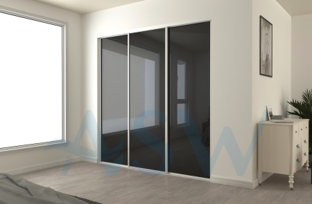 Fully Framed Sliding Wardrobe Doors Black Glass Finish