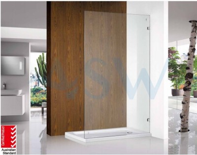 Frameless Shower Screen Fixed Free Standing Panel 2000H pre-drilled holes