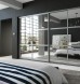 Slim Line Framed Sliding Wardrobe Doors Mirror With Horizontal Strips