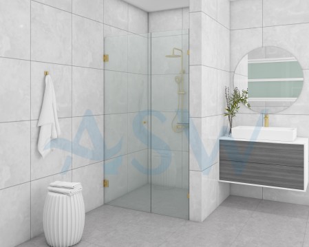 Frameless Shower Screen Wall to Wall Fixed Panel & Door hinged of wall 2050H