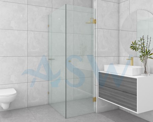 Frameless Shower Screen Corner Door hinged of wall & Return 2050H