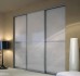 Slim Line Framed Sliding Wardrobe Doors Super white Glass With Horizontal Strips