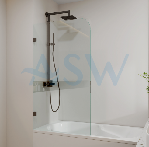 Frameless Shower Screen Fixed Panel Bathtub 1500H pre-drilled holes