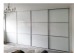 Fully Framed Sliding Wardrobe Doors Greenish white Glass with Horizontal Strips