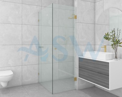 Frameless Shower Screen Corner Door hinged of wall & Return 2000H pre-drilled holes glass
